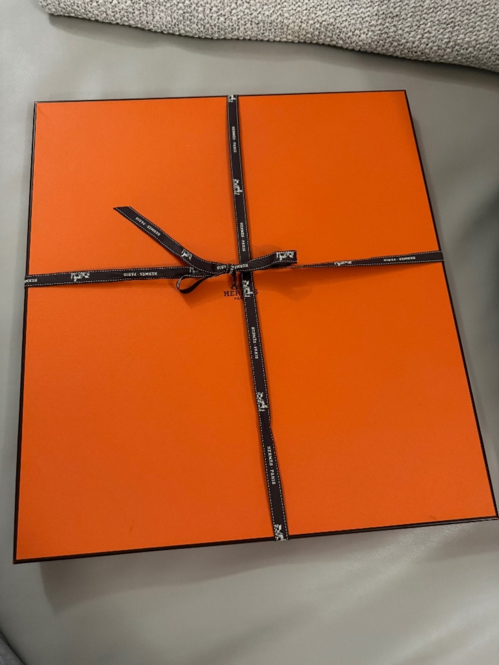 Hermes Orange & Black Gift Box with Ribbon
